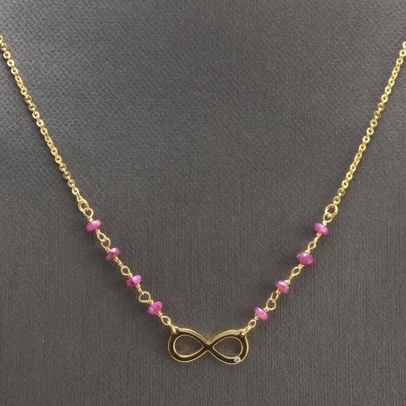 14KY Gold Necklace w/ Diamond Accent & Rubies